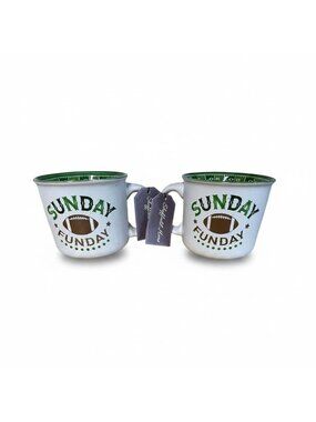 Sheffield Home Sunday Funday Football Mug Set of 2 Ceramic NWT